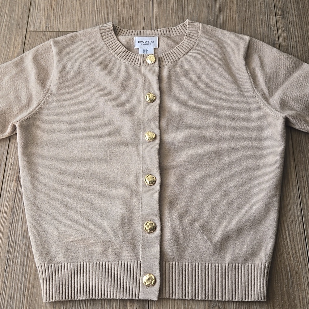 Song Of Style By Aimee Song Button Down Short Sleeve Cardigan